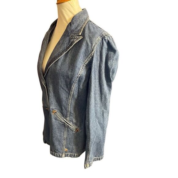 Vintage Liz Claiborne Lizwear Denim Blazer - 90s RARE Classic Jacket Size Large - Picture 6 of 12